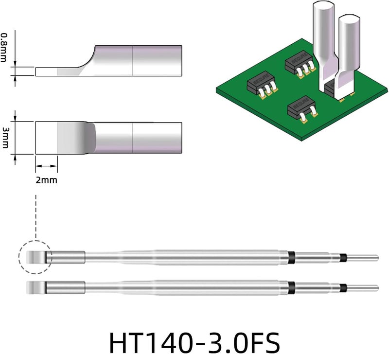 SEQURE Store HT140 3.0FS Hot Tweezers Desoldering Tips Blade Cartridge Compatible with JBC C210 & C120 HT140 Hot Tweezers - Image 2